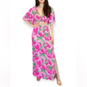 Lilly Pulitzer Pink and Green Resort Maxi Sundress